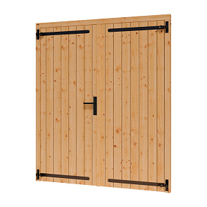 Douglas dubbele dichte deur 156x195 cm met kozijn onbehandel (Incl. Hang en Sluitwerk zwart gecoat)