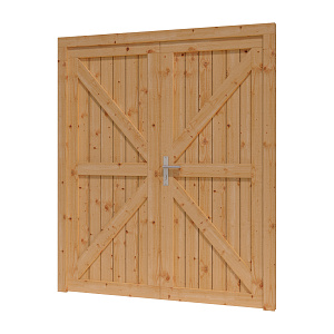 Douglas dubbele dichte deur 156x195 cm met kozijn onbehandel (Incl. Hang en Sluitwerk zwart gecoat)