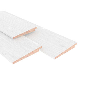 Vuren Zweeds rabat 1 zijde geschaafd, 1 zijde fijnbezaagd, 1,1-2,7 x 19,5 x 400 cm, wit gespoten