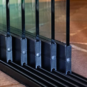 Glazen schuifwandset compleet 5-sporig zwart - inbouwhoogte 238-242 cm deurbreedte 98 cm/max 482 cm