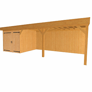 JWOODS Buitenverblijf 1000x300cm incl. berging 300(b), Geschaafd met verticaal Triple rabat Naturel