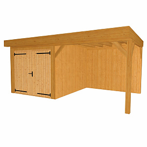 JWOODS Buitenverblijf 600x300cm incl. berging 300(b), Geschaafd met verticaal Triple rabat Naturel