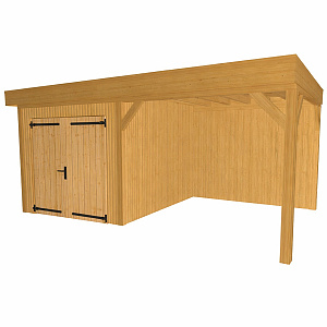 JWOODS Buitenverblijf 700x300cm incl. berging 300(b), Geschaafd met verticaal Triple rabat Naturel