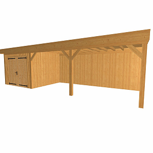 JWOODS Buitenverblijf 900x300cm incl. berging 300(b), Geschaafd met verticaal Triple rabat Naturel