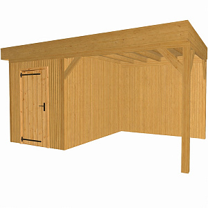 JWOODS Buitenverblijf 600x370cm incl. berging 200(b), Geschaafd met verticaal Triple rabat Naturel