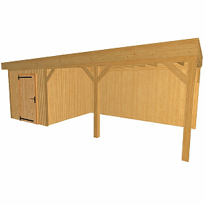 JWOODS Buitenverblijf 700x370cm incl. berging 200(b), Geschaafd met verticaal Triple rabat Naturel