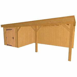 JWOODS Buitenverblijf 800x370cm incl. berging 200(b), Geschaafd met verticaal Triple rabat Naturel