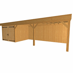 JWOODS Buitenverblijf 800x370cm incl. berging 300(b), Geschaafd met verticaal Triple rabat Naturel