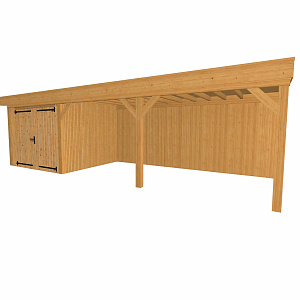 JWOODS Buitenverblijf 900x370cm incl. berging 300(b), Geschaafd met verticaal Triple rabat Naturel