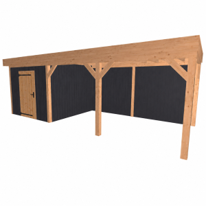 JWOODS Buitenverblijf 700x300cm incl. berging 200(b), Geschaafd met verticaal Triple rabat Zwart