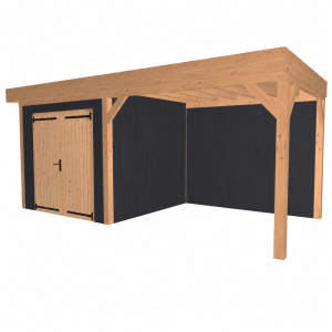 JWOODS Buitenverblijf 700x300 cm incl. berging 300(b), Geschaafd met verticaal Triple rabat Zwart
