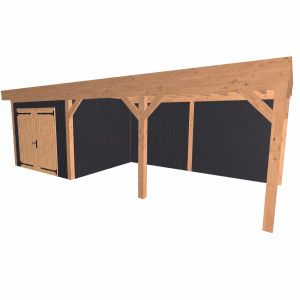 JWOODS Buitenverblijf 800x300cm incl. berging 300(b), Geschaafd met verticaal Triple rabat Zwart