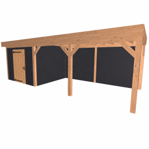 JWOODS Buitenverblijf 800x370cm incl. berging 200(b), Geschaafd met verticaal Triple rabat Zwart