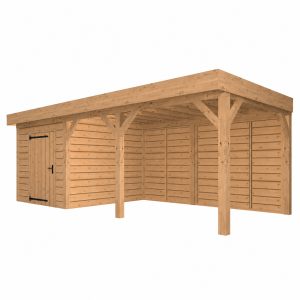 JWOODS Buitenverblijf 700x300cm incl. berging 200(b), Fijnbezaagd zweeds rabat Naturel