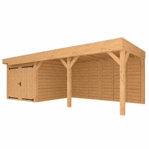 JWOODS Buitenverblijf 800x300cm incl. berging 300(b), Fijnbezaagd zweeds rabat Naturel