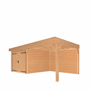 JWOODS Buitenverblijf 700x370cm incl. berging 300(b), Geschaafd met blokhutprofiel