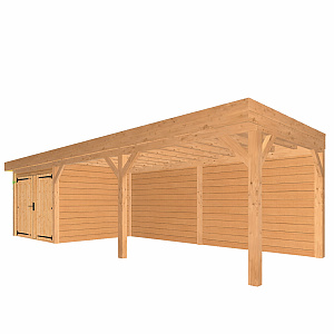 JWOODS Buitenverblijf 900x300cm incl. berging 300(b), Geschaafd met blokhutprofiel