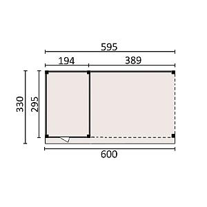 JWOODS Buitenverblijf 600x300cm incl. berging 200(b), Geschaafd met blokhutprofiel