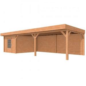 JWOODS Buitenverblijf 1000x370cm incl. berging 200(b), Geschaafd met blokhutprofiel