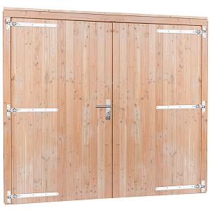 Douglas dubbele dichte deur extra breed incl. kozijn 255 x 209 cm., onbehandeld