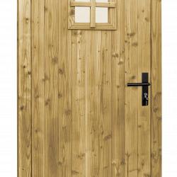 Douglas enkele 1-ruits deur inclusief kozijn, 90 x 201 cm., linksdraaiend, groen geïmpregneerd