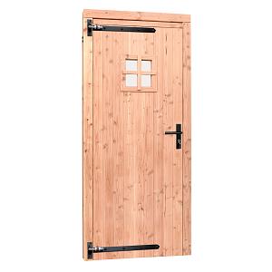 Douglas enkele 1-ruits deur inclusief kozijn, 90 x 201 cm., linksdraaiend, kleurloos geïmpregneerd