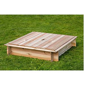 Zandbak vierkant met deksel 120x120x24 cm