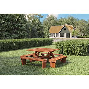 Picknicktafel Vierkant geolied hardhout 210x210x75 cm