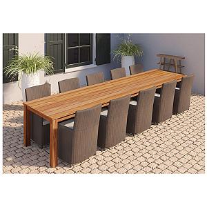 Tuintafel Rustiek (met extra middenpoot) 400x100x78 cm teak