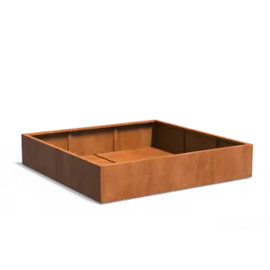 Plantenbak Carrez met bodem cortenstaal 200x200x40 cm