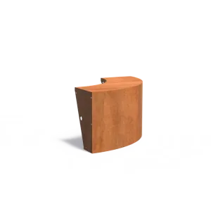 Keerwand buitenbocht met brede bovenrand Cortenstaal 3 mm 100x100x60 cm