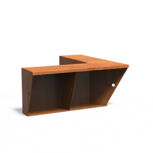 Keerwand binnenhoek met brede bovenrand Cortenstaal 3 mm 100x100x60 cm