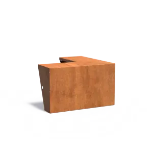 Keerwand buitenhoek met brede bovenrand Cortenstaal 3 mm 100x100x60 cm