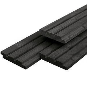 JWOODS Vuren Triple Profiel Plank 2,2x14x240 cm, Zwart Gespoten
