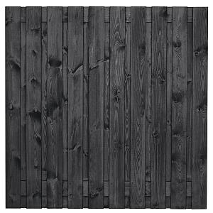JWOODS Tuinscherm 21-Planks Recht Verticaal 180x180 cm Zwart Gespoten