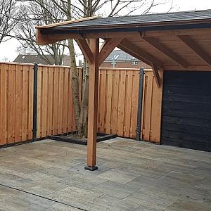 JWOODS Tuinscherm Red Wood 19-planks afbouw links 180/90x180 cm Geschaafd
