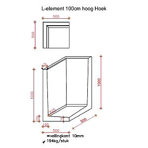 L-Hoekelement 50x50x100 cm (L x Voet x H) Antraciet