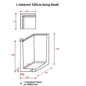 L-Hoekelement 50x50x120 cm (L x Voet x H) Antraciet