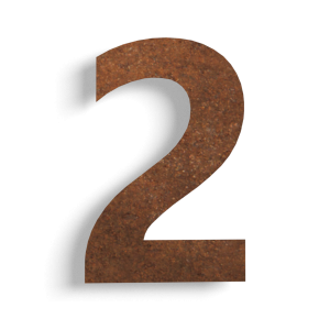 Huisnummer 2 cortenstaal 30 cm