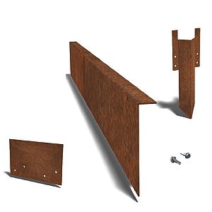 Cortenstaal kantopsluiting gezet complete set 2400x3x12 cm