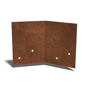 Cortenstaal koppelplaat 45° klein 18,5x13x3,8 cm
