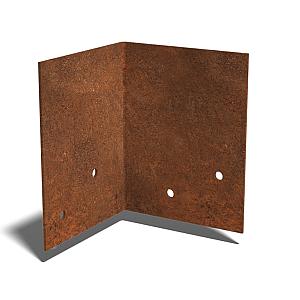 Cortenstaal koppelplaat 90° groot 14,1x23x7 cm