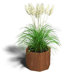 Cortenstaal achthoekige plantenbak Chicago 30, 72,4x72,4x80 cm met bodemplaat + 8 wielen