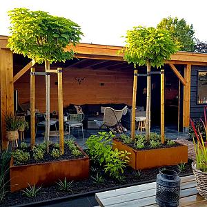 Cortenstaal vierkante plantenbak Miami 120x120x40 cm geen bodemplaat