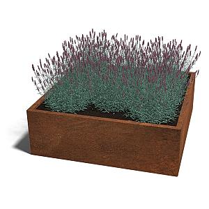 Cortenstaal vierkante plantenbak Miami 120x120x80 cm met bodemplaat