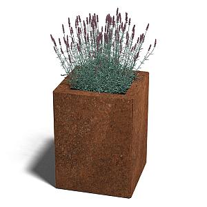 Cortenstaal vierkante plantenbak Miami 30x30x40 cm met bodemplaat