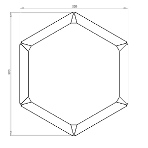 Cortenstaal zeshoekige plantenbak Denver 30, 59,3x52x30 cm met bodemplaat + (12) voeten
