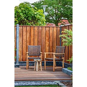 Tuinstoel Madiun (set van twee stuks) onbehandeld teak 57x48x90 cm