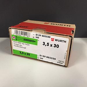 Wurth schroef eco assy RVS a2 hardhout 3,5x30/25