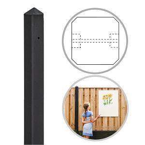 Beton RM Tussenpaal 10x10x280 cm, Zwart gecoat tbv Scherm 130